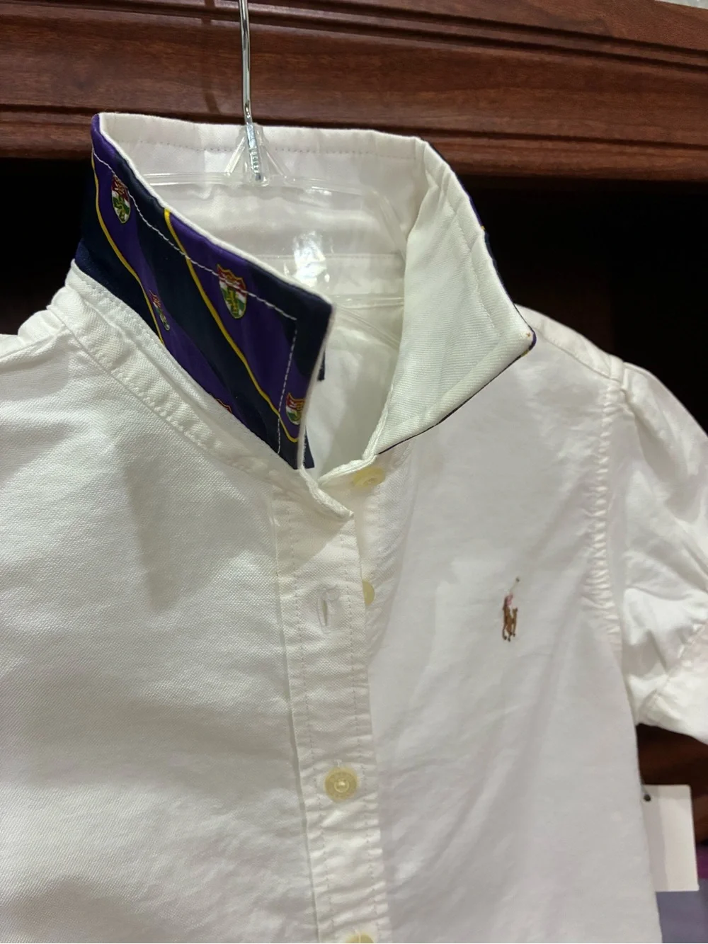 Ralph Lauren Cream Short-Sleeve Button-Down Polo Shirt for Kids
